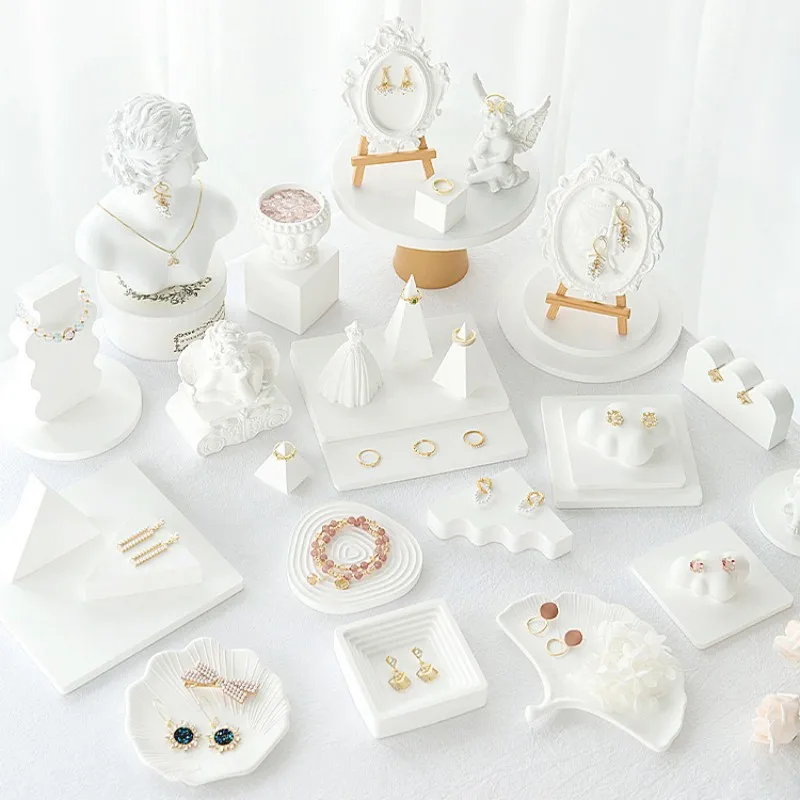 

ins wind plaster jewelry earrings necklace ring photography pose shooting photo props decoration ornaments