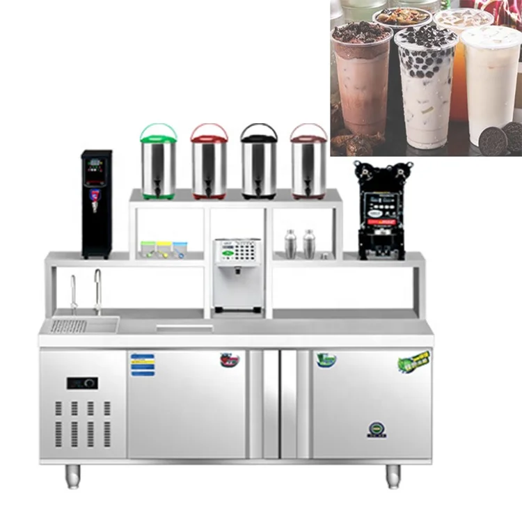 Full set of equipment for milk tea shop, water bar workbench beverage operation table boba station