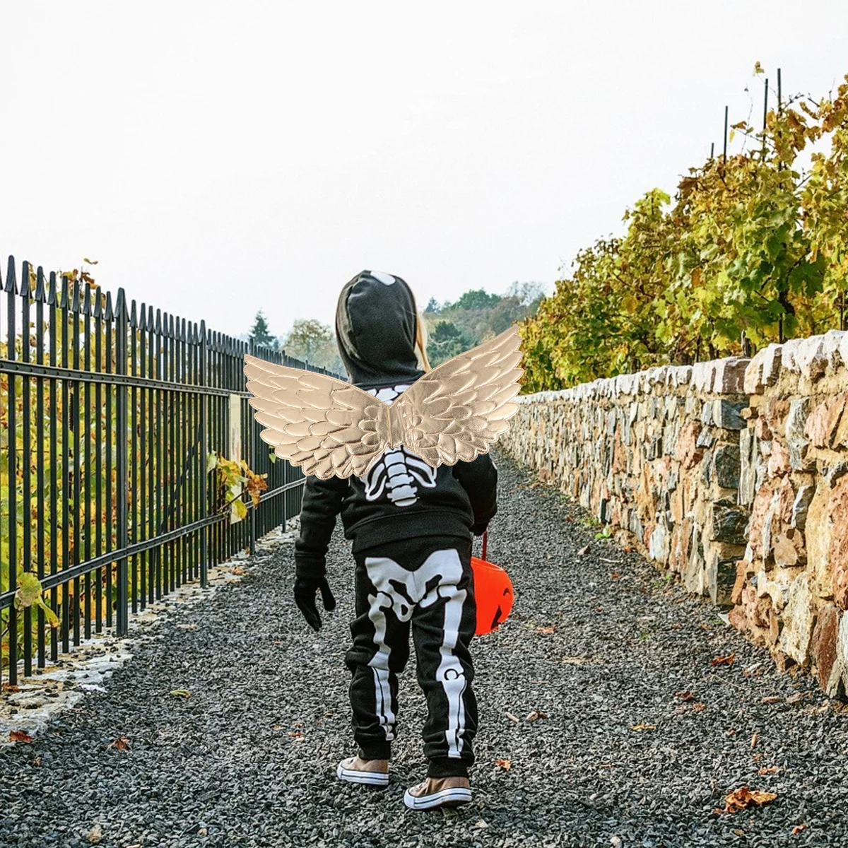 1 セットハロウィン天使の羽パフォーマンス衣装弾性ストラップ天使の羽コスプレ小道具パーティーステージクリスマス用