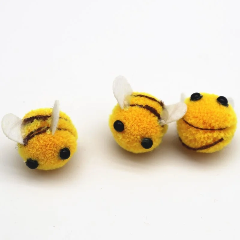 25x30mm amarillo 20 piezas pompón de abeja Bola de pelo poliéster tocado infantil suministros para fiesta de boda DIY Material hecho a mano decoración de sombrero