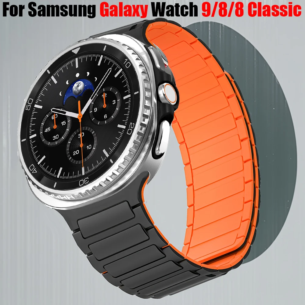 Magnetisches Silikonarmband für Samsung Galaxy Watch 9/8 Sportuhr-Armband für Samsung Galaxy Watch 8 Classic Ersatzband