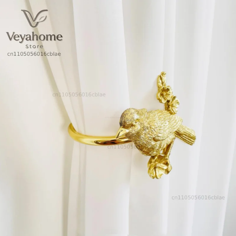 American Vintage Curtain Hook Golden Bird Swallow Curtain Buckles Brass Wall Mounted Decor Curtain Hangers For Window Dressing