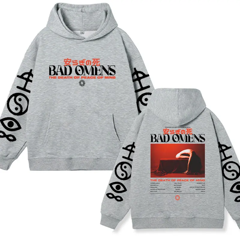 Bad Omens Band THE DEATH OF PEACE OF MIND Graphic Print Hoodies Men Women's Hip Hop Oversized Hooded Sweatshirts Fleece Pullover