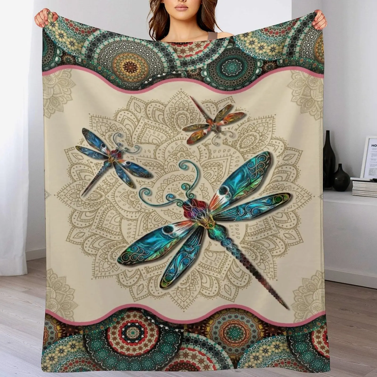 

Dragonfly Vintage Mandala Throw Blanket Winter beds Decorative Sofas Sofa Giant Sofa Blankets