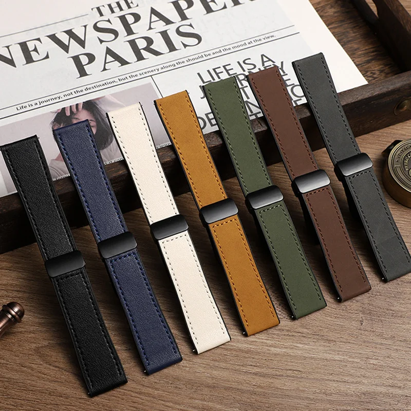 Siliconen bandjes voor Samsung Galaxy Watch 4 5 6 7 40/44 mm Magnetische gesp voor Galaxy Watch 4/6 Classic 47 mm 42 46 mm Lederen banden