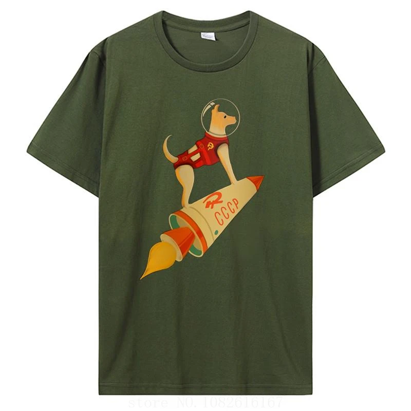 Super Rocket Dog Short Sleeve Tee Cccp Soviet Laika The Russian Space 100% Cotton Mens Summer Sale T Shirt Funny Tee Shirts