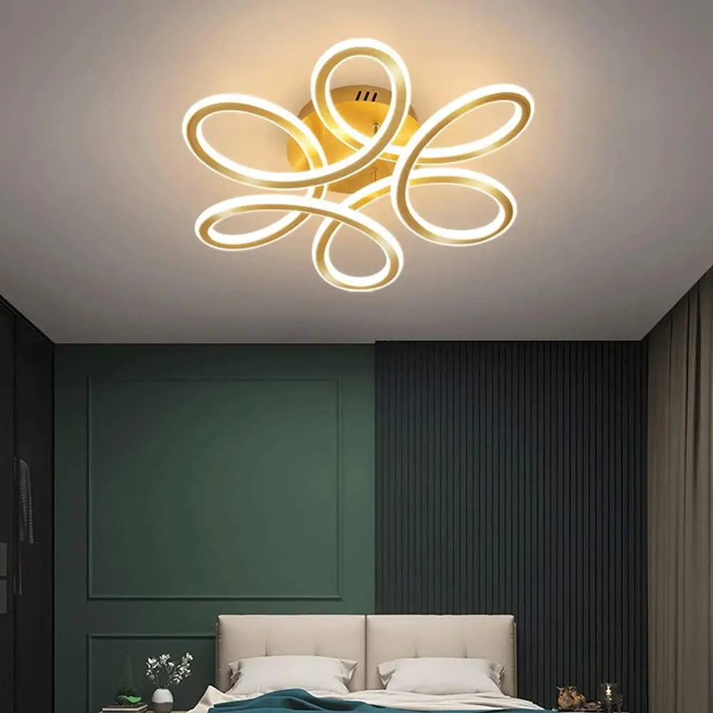 55cm LED Ceiling Lights Modern Petals Acrylic Semi Flush Mounted Ceiling Lighting Fixture for Bedroom Kitchen Hallway Office