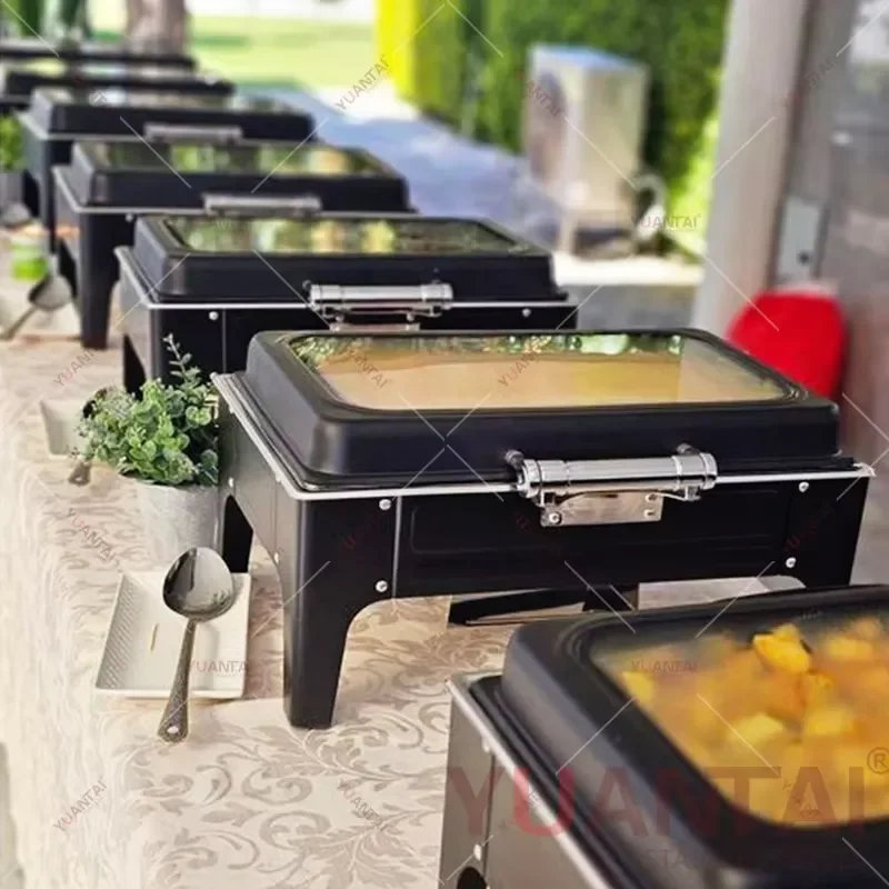 9L Hydraulic Hot Pot Food Heater Black Buffet Warmer for Restaurant Dining