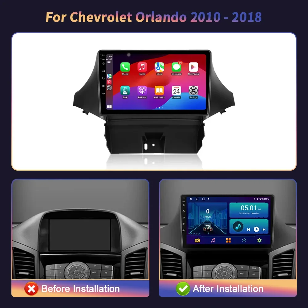 Car Radio Multimedia Navigation Android 14 For Chevrolet ORLANDO 2010-2018 4G GPS Head Unit Screen Wireless Carplay Stereo 2DIN