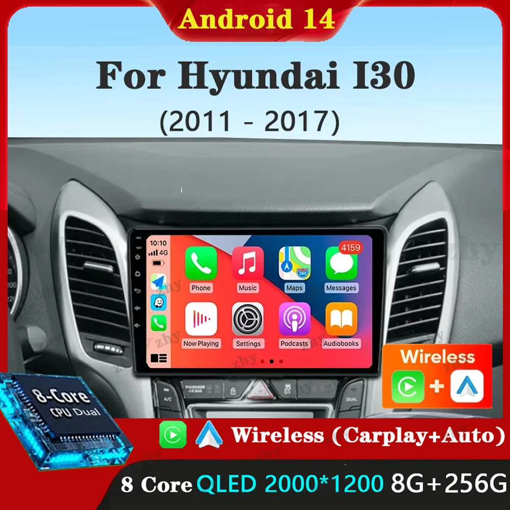 

Android 14 Carplay Auto WIFI + 4G для Hyundai I30 Elantra GT 2011-2013 2014 2015 2016 Автомобильный радиоприемник Мультимедийный плеер Стерео GPS DSP