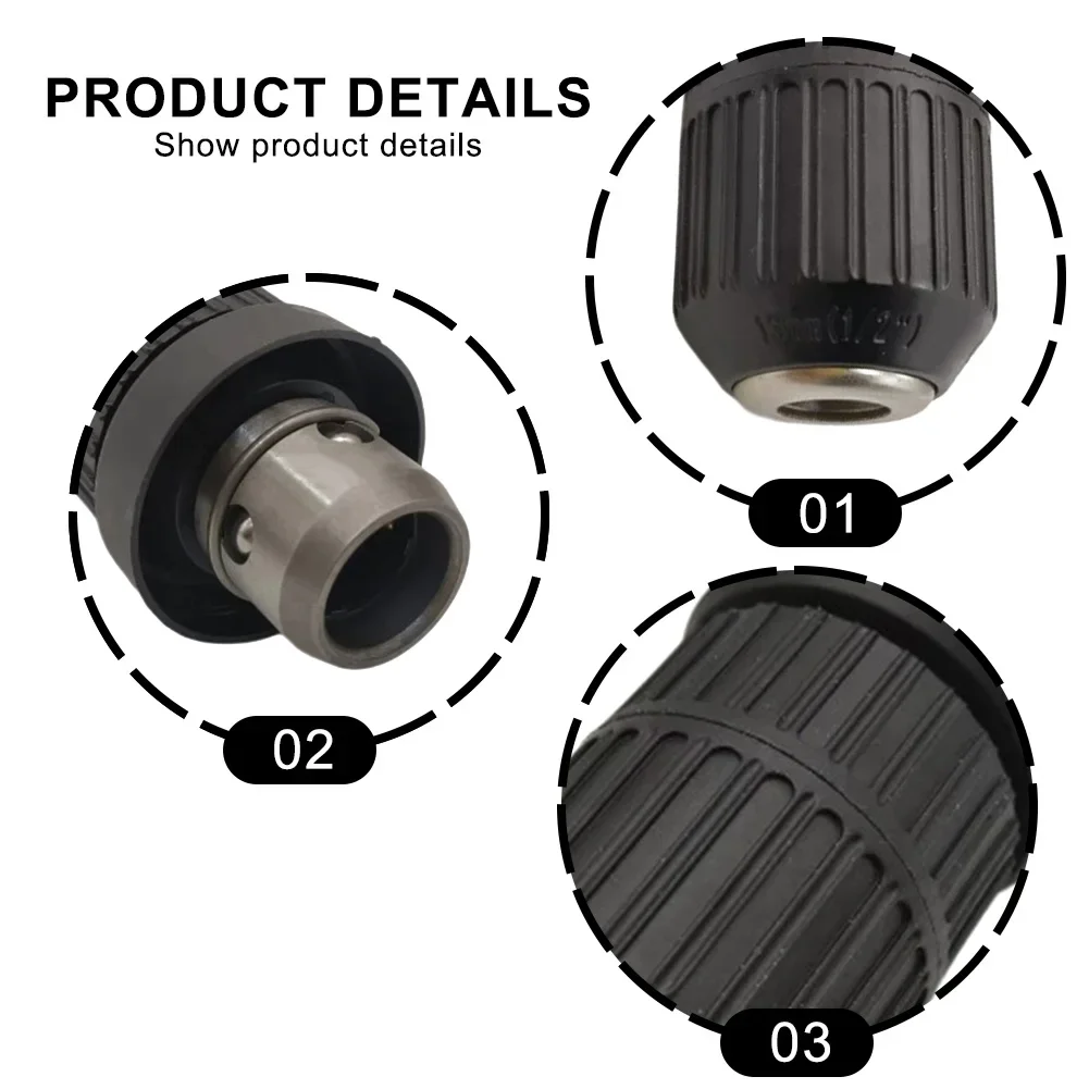 For Home Repairs Drill Chuck Easy Clamping Drill Accessory Drill Chuck Non-slip Textured Handle Stable Clamping