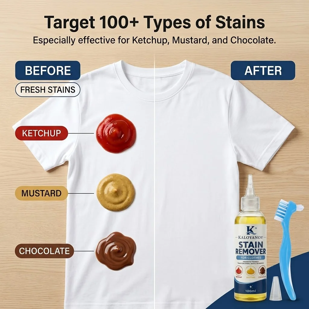 Clothes Stain Remover Brush Fabric Cleaner for Ketchup Mustard Chocolate Food Stains Portable Emergency Instant Laundry Cleaner