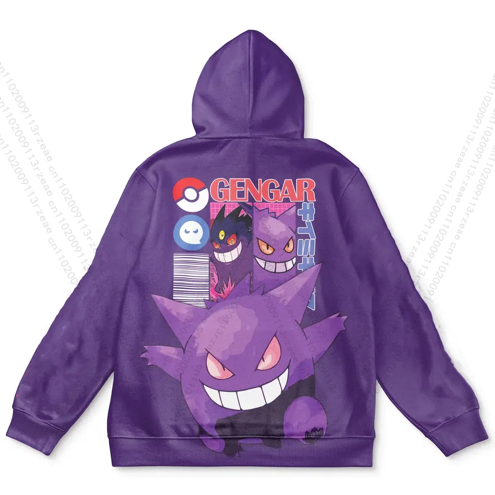 

Gengar V4 узор покемонов хип-хоп уличная толстовка аниме мужской Y2K косплей костюм принт повседневный спортивный пуловер с героями мультфильмов толстовки