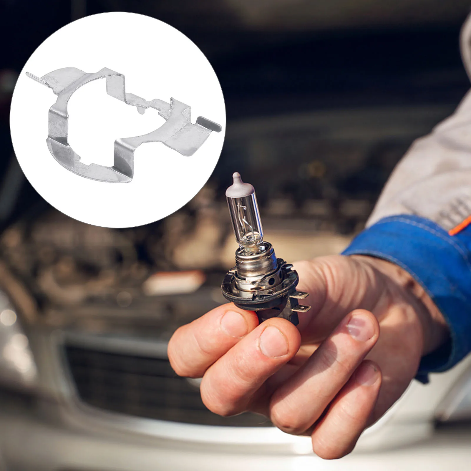 

4pcs H7 Car Led Bulb Retainers Stainless Steel Socket Adapters Durable Easy Install Retaining Clips For Original