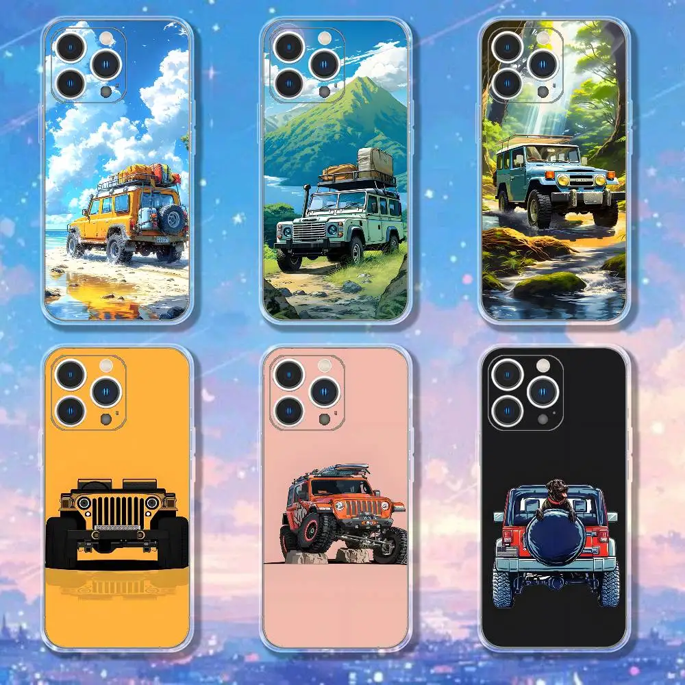 

J-Jeep off-road SUV Phone Case For iPhone 17,16,15,14,13,12,11 Pro,Max,Plus,X,XS,XR,SE4,E Mini Transparent Soft Cover