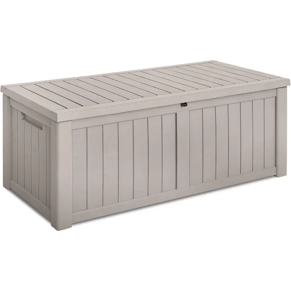 

120-Gallon Deck Storage Box - Waterproof Outdoor Large Resin Weatherproof Water-resistant Clothes Storage Organizer Garden Tools