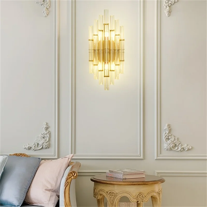 DEBBY-Crystal Wall Sconce Lamp, Quarto moderno Luxo Ouro LED Design, Varanda Decorativa para Casa, Corredor Interior