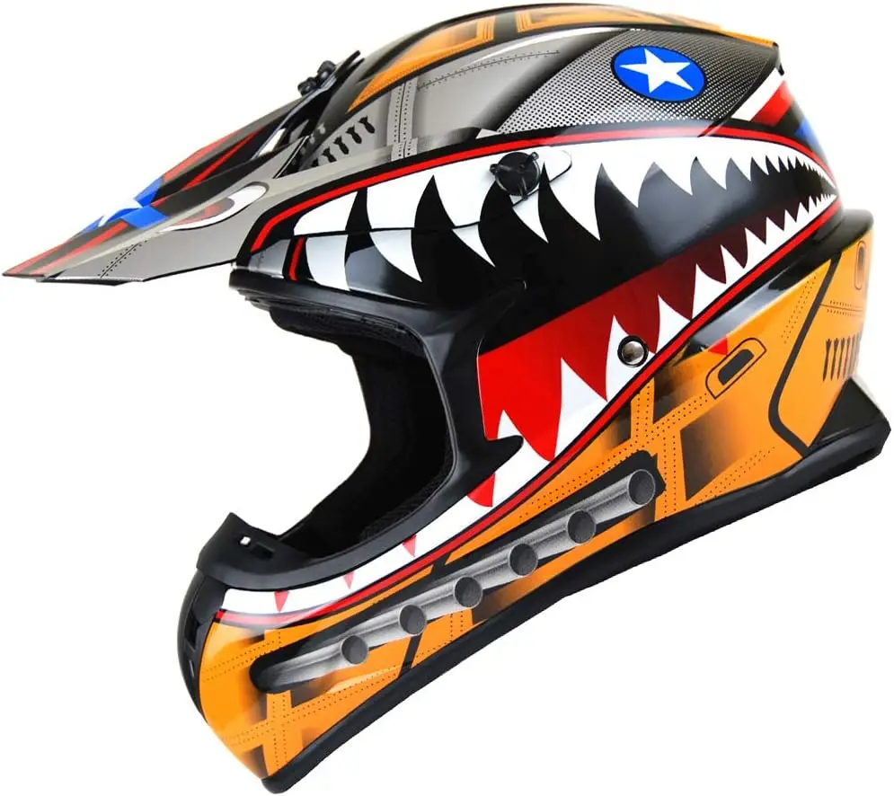 Kask Motocrossowy Bluetooth Medium Z dla Dorosłych BMX MX ATV Dirt Bike Downhill Rower Górski Wyścigowy Monster Shark Style HKY_SC09