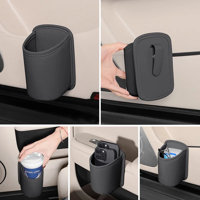 Car Door Cup Holder Universal Stable Clip Drink Holder Wear-Resistant Waterproof Leatherette Bottle Stand Storage Accessories