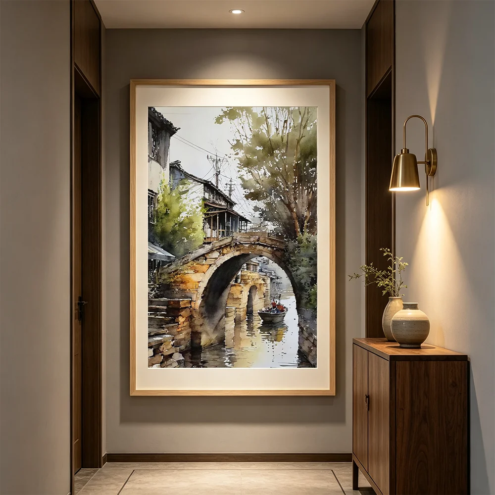 Nature Landscape Canvas Art Wall Decor Painting Retro Chinese Building Picture for Bedroom Home Decoration Poster Print