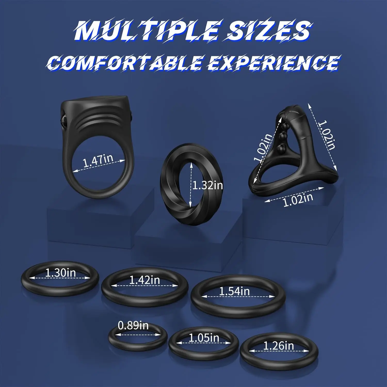 

9 PCS Vibrating Cock Ring Set Bullet Vibrator, Silicone Cock Penis Rings for Erection Enhancing Longer Lasting Stronger, Male