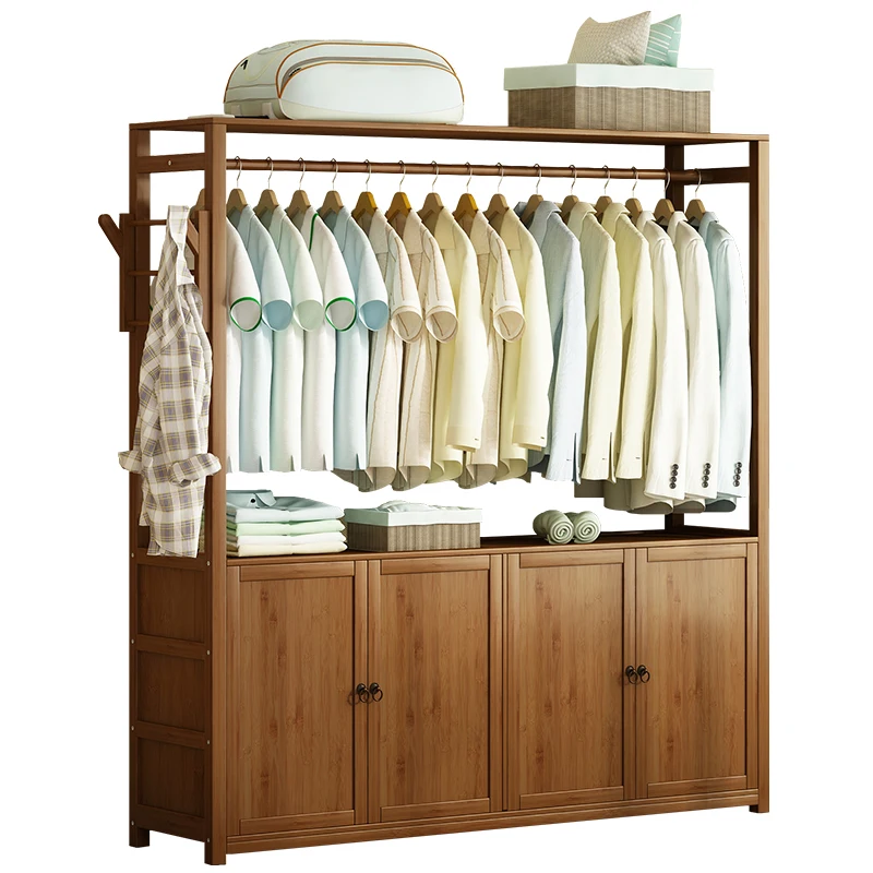 

Household hanger Multifunctional hats and shoes rack Integrated floor solid wood Simple modern bedroom