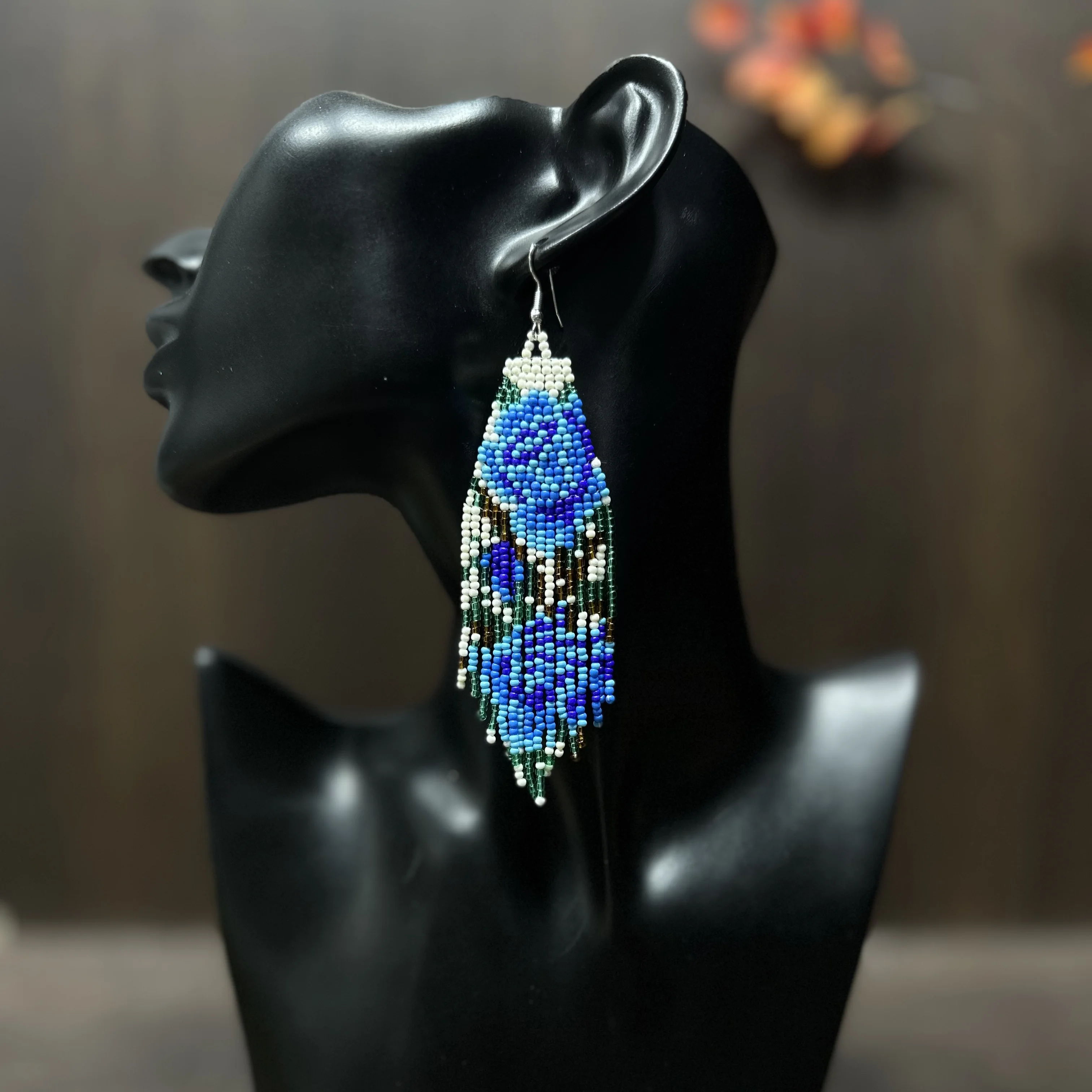 Elegant Flower Earrings Handmade Rustic Beaded Long Fringe Hook Earrings Bohemian Fashion Accessories Valentine's Day Gifts