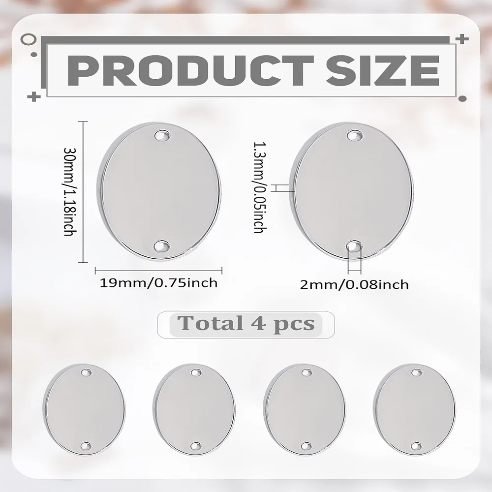 

1set 4pcs Zinc Alloy Connector Oval Stamping Blank Tag 30x19x1.3mm Hole: 2mm