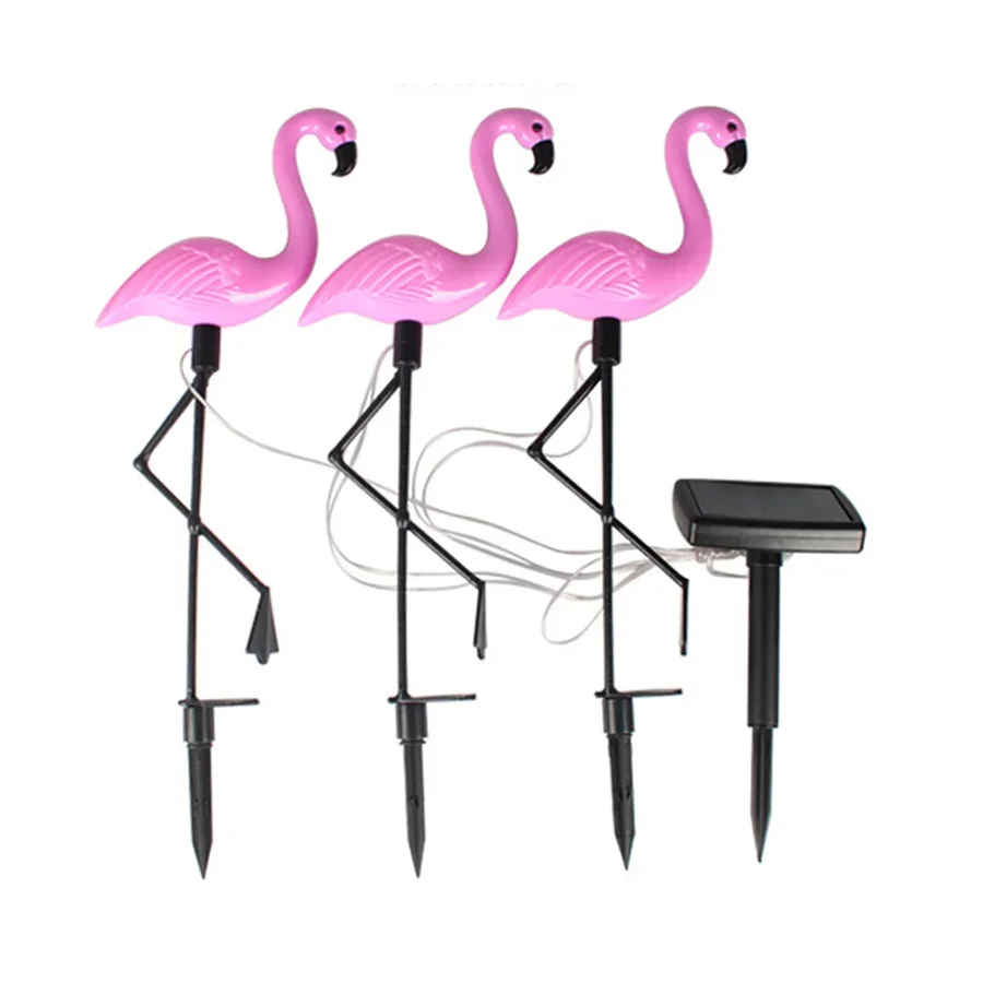 Waterproof LED Solar Flamingo Stake Lamp Outdoor Solar Powered Landscape Lawn Pathway Lights For Yard Patio Garden Decoration