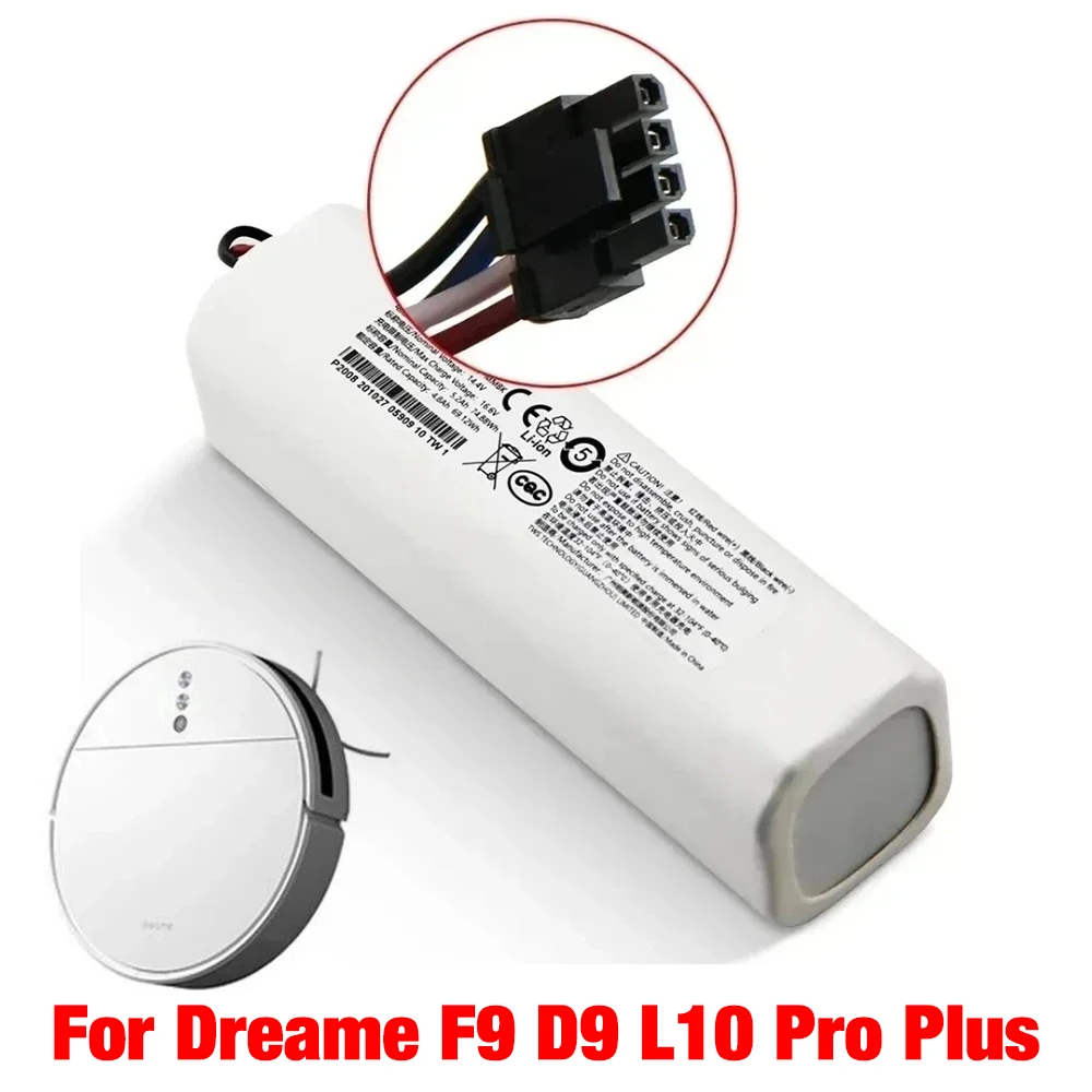 

Original Battery for Dreame Robot Vacuum Mop Cleaner L10s Ultra L10 L10S ULTR 5200mAh Lithium-ion Pack 4INR19/66-2