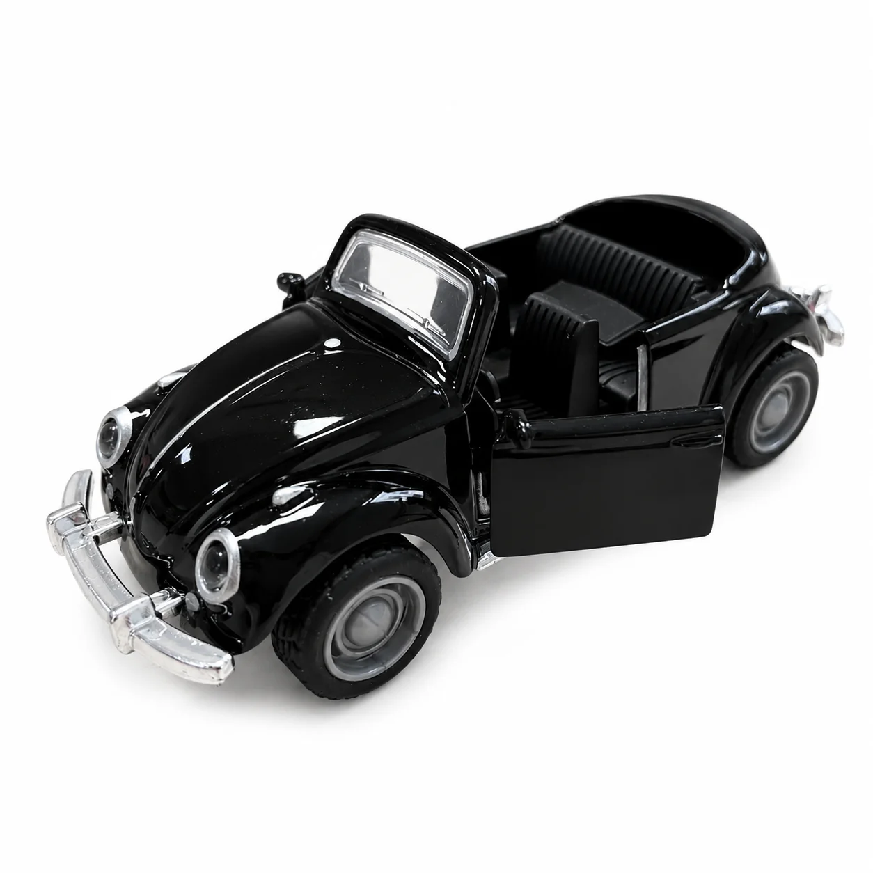 1 Stück, im Beutel verpacktes, klassisches, im Vintage-Stil gehaltenes, aus Zinklegierung gefertigtes Automodell, Retro-Roadster, mit Rückziehfunktion, aufklappbare Seitentüren. – Detail 10