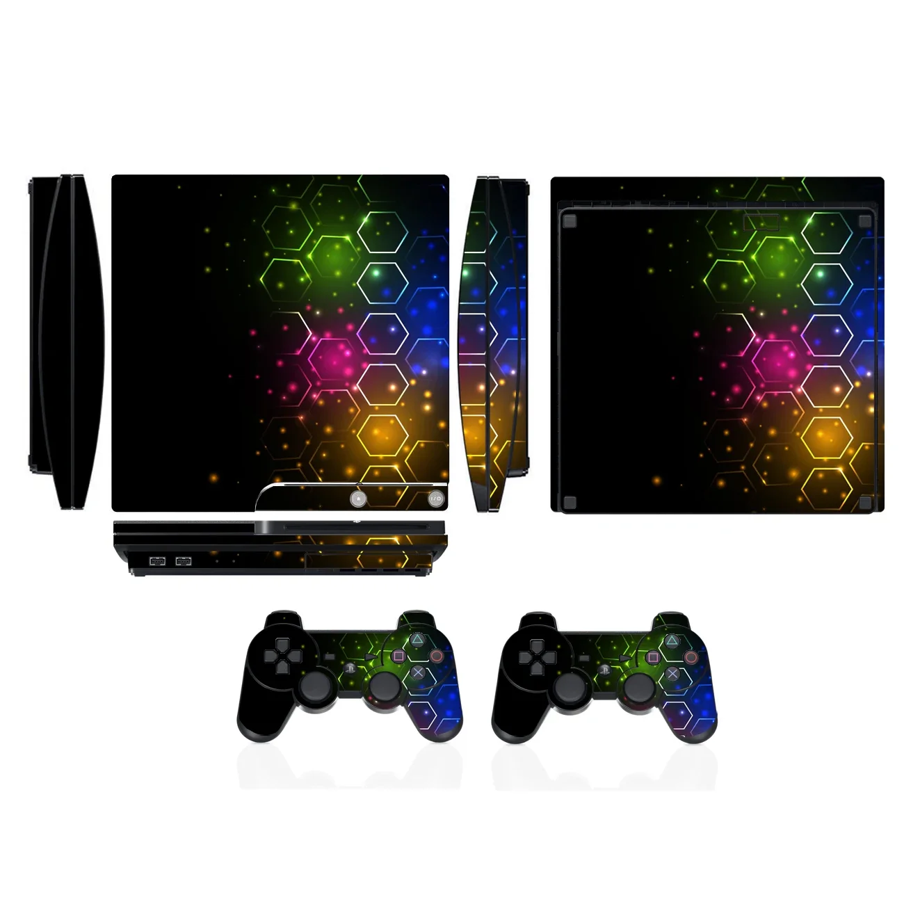 فحص 2360 الفينيل الجلد ملصق حامي لسوني PS3 سليم بلاي ستيشن 3 سليم و 2 ملصقات جلود تحكم