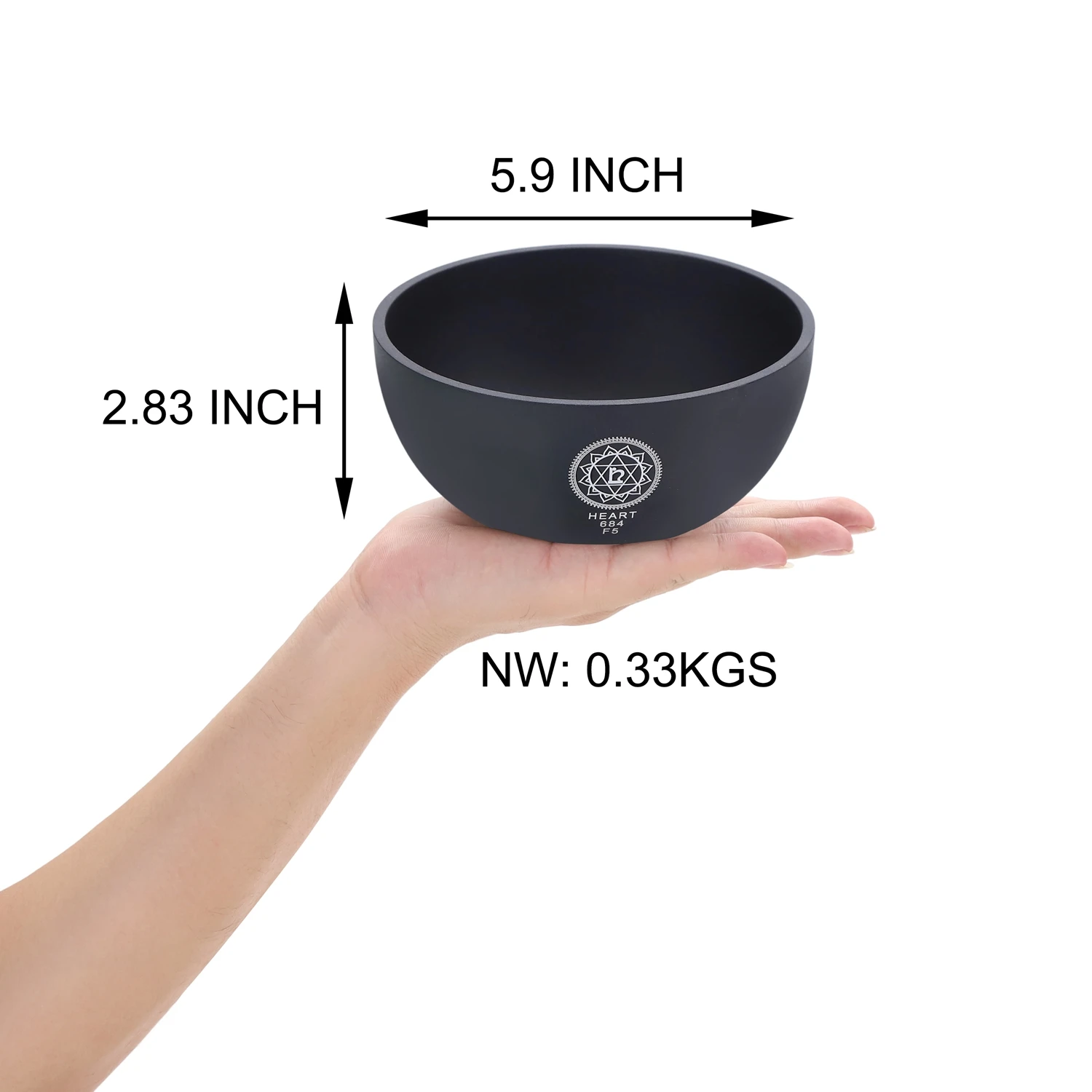 Music Bowls BlackTuned 684 HZ F5 Note 5.9 Inch Of Schumann Frequency Therapy For Sound Healing Bath Ideal For Yoga