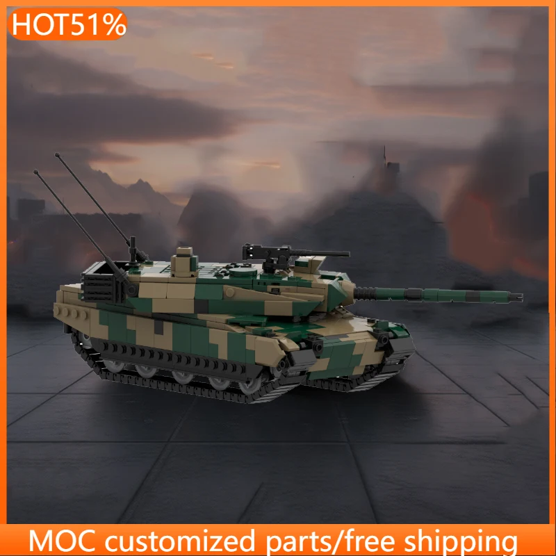 810 قطعة نموذج دبابة عسكرية من النوع 10، مكعبات بناء معيارية قابلة للتخصيص بتقنية MOC، نموذج تقني بسيط يمكنك تجميعه بنفسك، هدايا ألعاب للعطلات