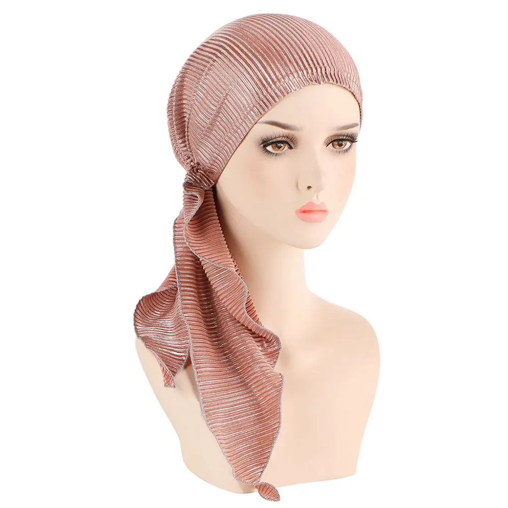 Women Pre-Tied Chemo Cap Muslim Hijab Head Scarf Hair Loss Hat Turban Headwear