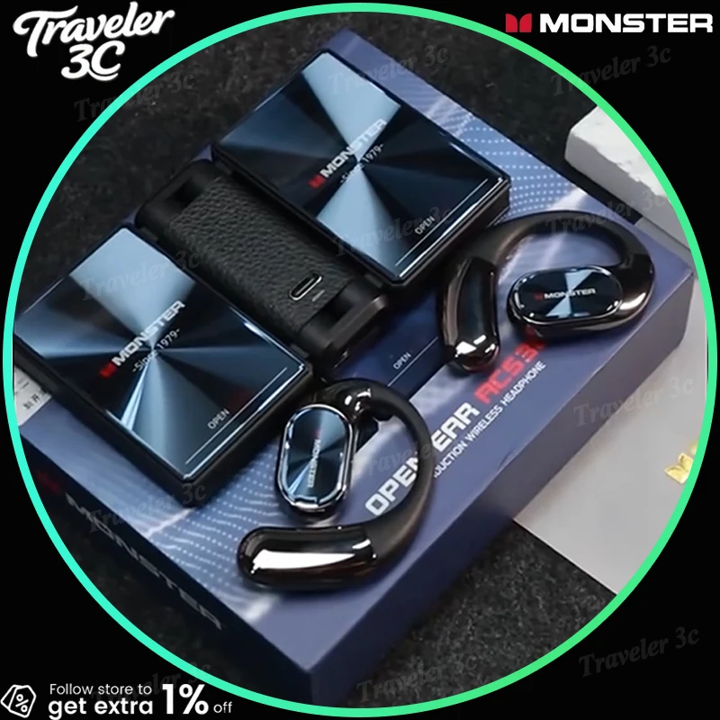 Ventas MONSTER AC530 auriculares inalámbricos Bluetooth con cancelación de ruido controlador dinámico inalámbrico de biofibra auriculares de música plegables regalo
