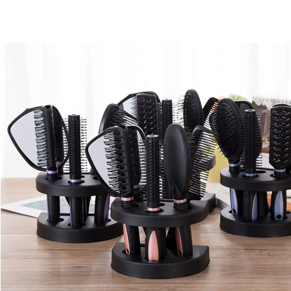 

5pcs Hair Comb Set Mirror Compact Anti-Static Detangling Brush For Styling Curls Portable Salon Tools Comb Mirror Set