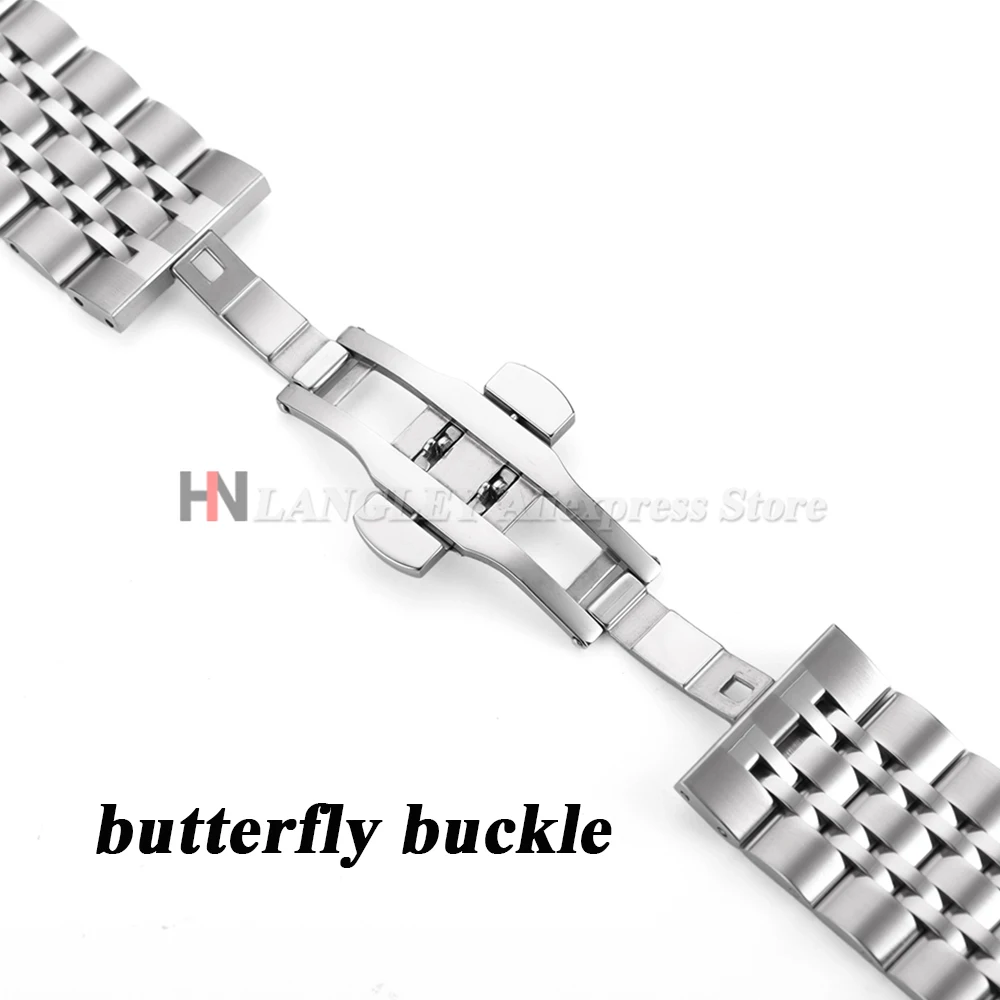 Correa de reloj de acero inoxidable de 20mm y 22mm para Tissot, Citizen, Seiko, hebilla de mariposa sólida, correas de reloj universales de liberación rápida