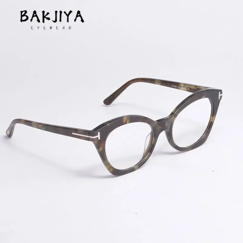 

BAKJIYA Large Square Cat Eye Glass Frame Retro Men Women Optical Computer Glasses Quality Handmade Acetate Eyeglass Frame Gafas