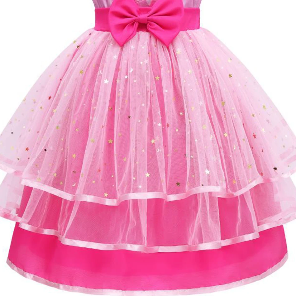 Costume de film Margot pour enfants, robe de dessin animé rose étoilé, tutu en maille, lettre B, Robbie, Barbi, Halloween, fête d'anniversaire, filles