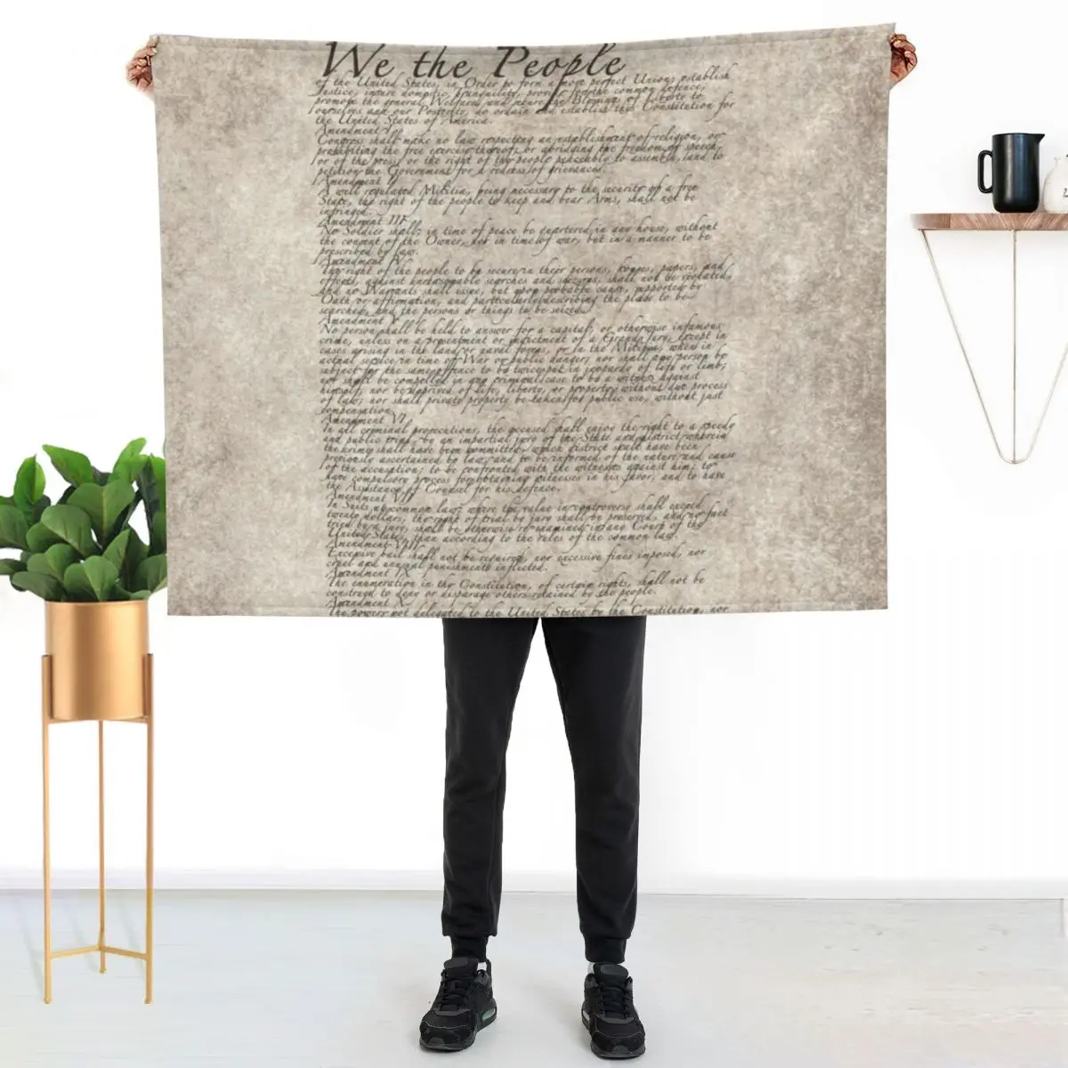 US Constitution The Bill of Rights on parchment paper Throw Blanket Long Lasting Soft Plush Blanket for Daily Use