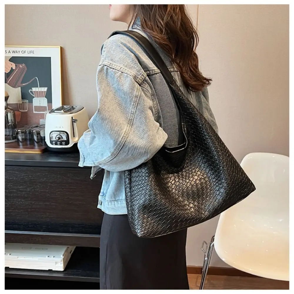 Faux Leather Tote Bag for Women, Woven Leather Handbags Leather Tote Large Hobos Shoulder Bags Ladies Tote Handbags