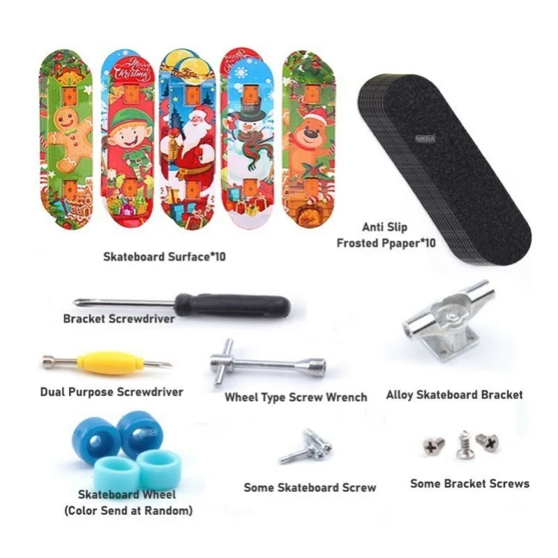 10 pçs/lote natal auto instalado dedo skate plástico profissional dedo decks ponte de metal dedo skate crianças presente