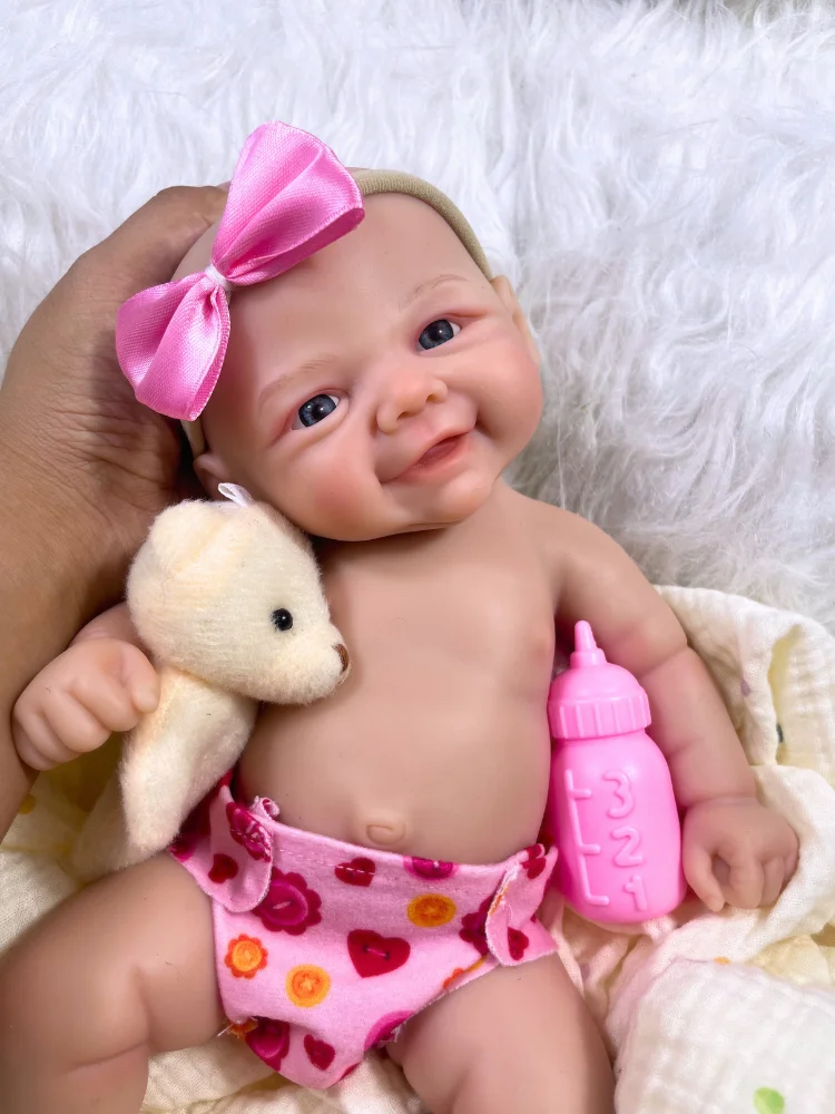 

13 Inch Chubby Solid Silicone Reborn Baby Doll Vivienne Full Body Girl Adorable Doll Toy Birthday Christmas Gift
