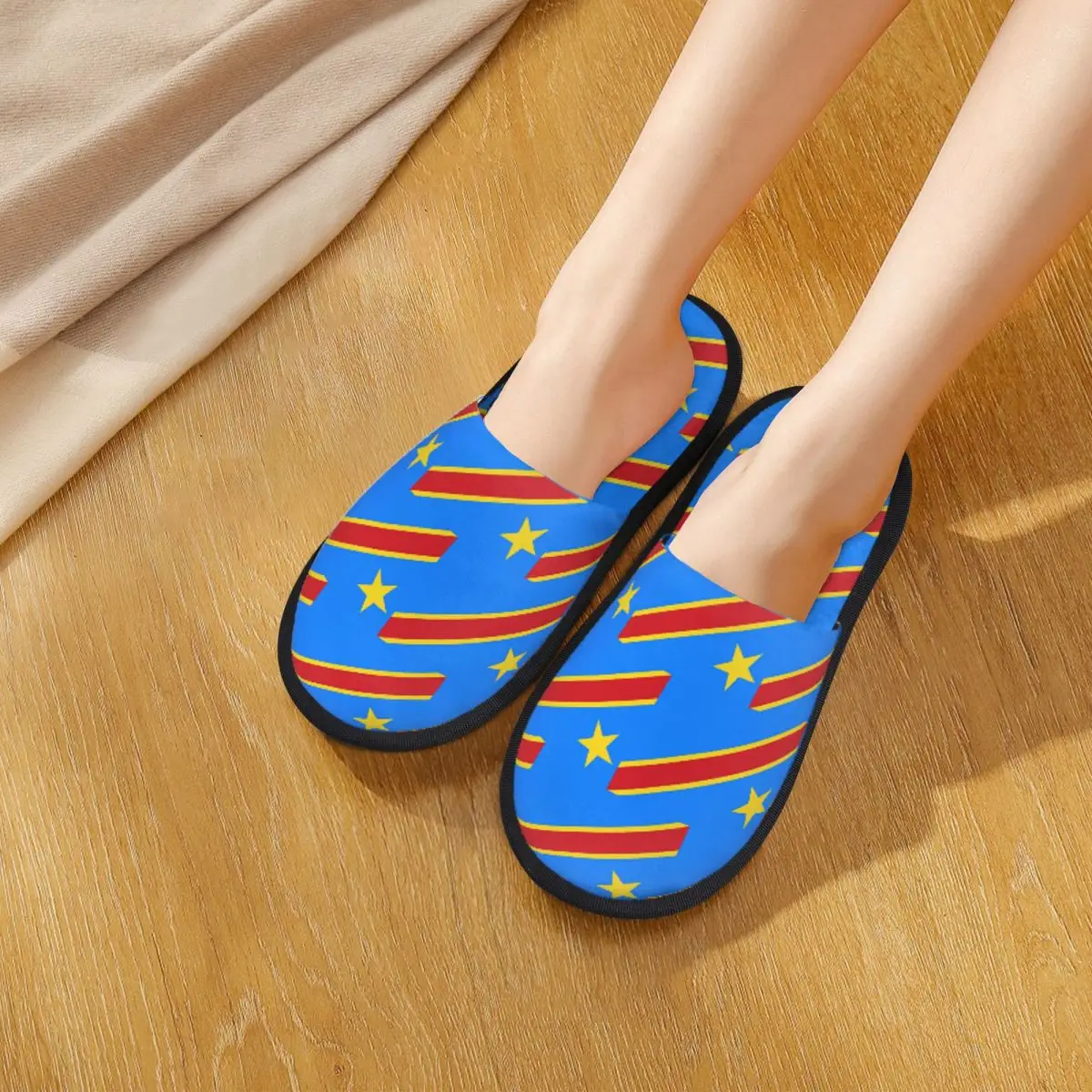 Custom National Flag Democratic Republic Of The Congo Slippers Memory Foam Warm Soft Women House Slipper Bedroom Cozy Shoes