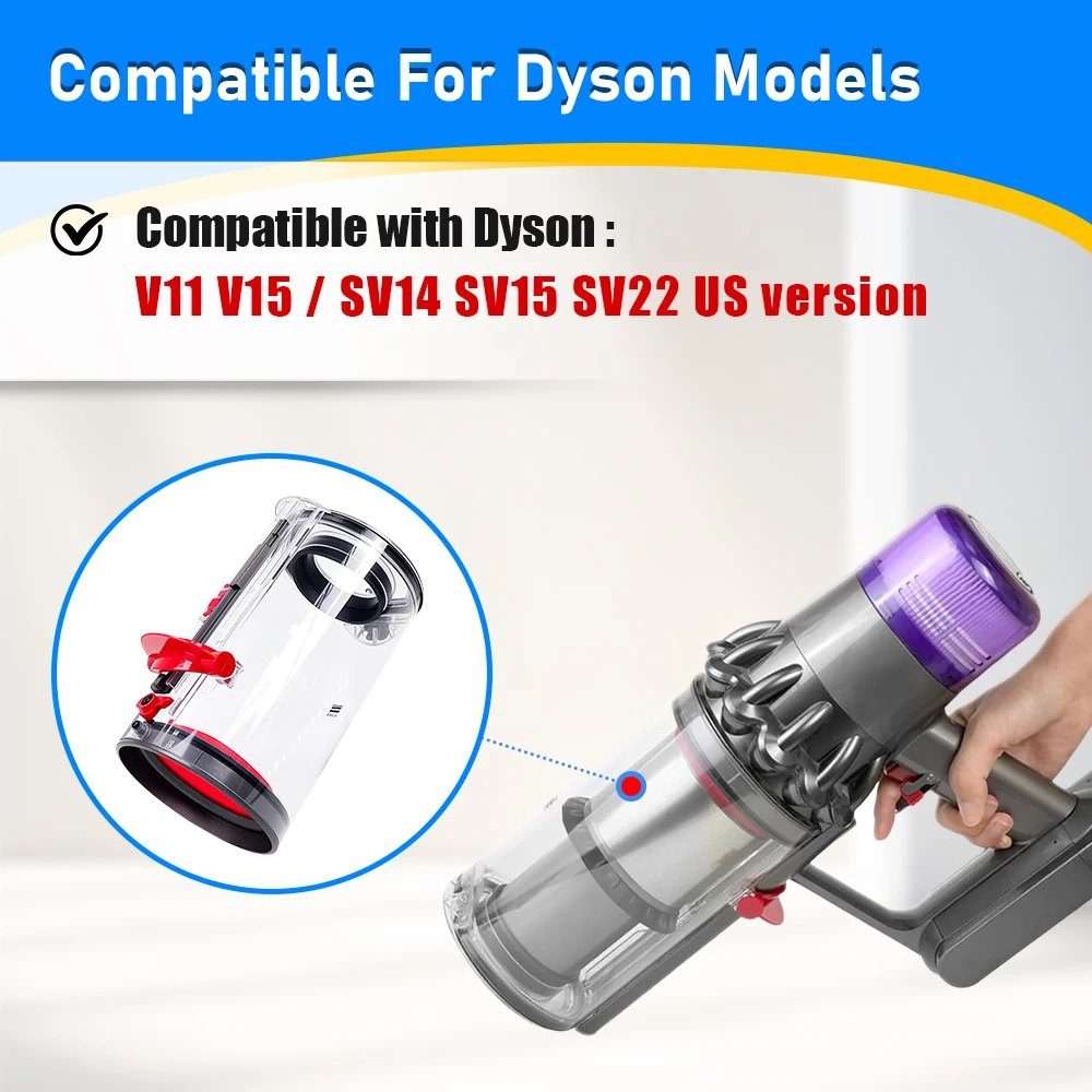 صندوق غبار كبير لدايسون V11 V15 / SV14 SV15 SV22 النسخة الأمريكية مكنسة كهربائية استبدال جزء علبة/ملحقات دلو الغبار