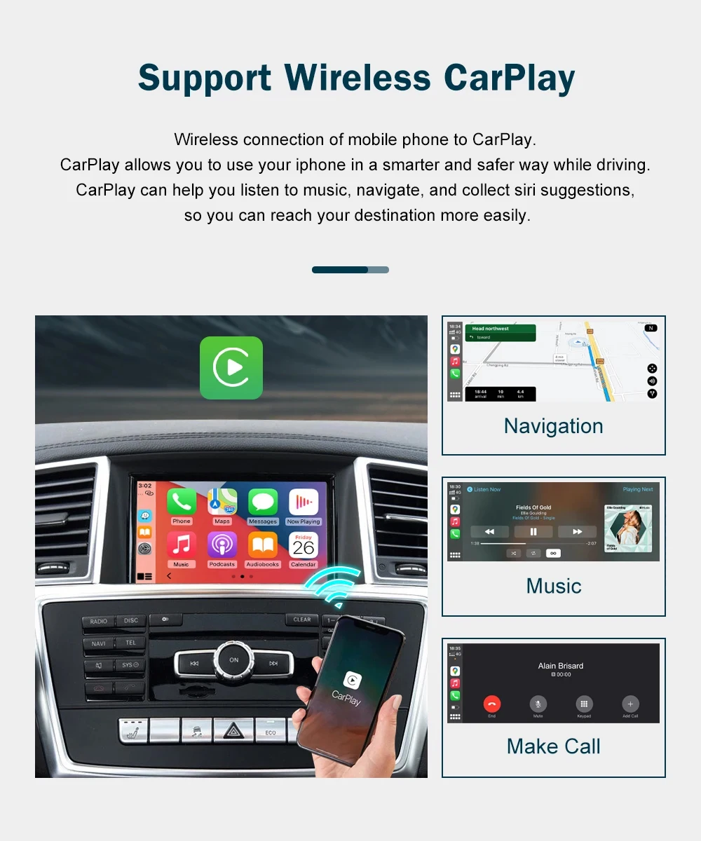 ANYFAR Upgrade Wireless Carplay Suitable For Mercedes Benz A B C E CLA GLA GLK ML Sprinter NTG4.5 Becker Module Android Auto Navigation