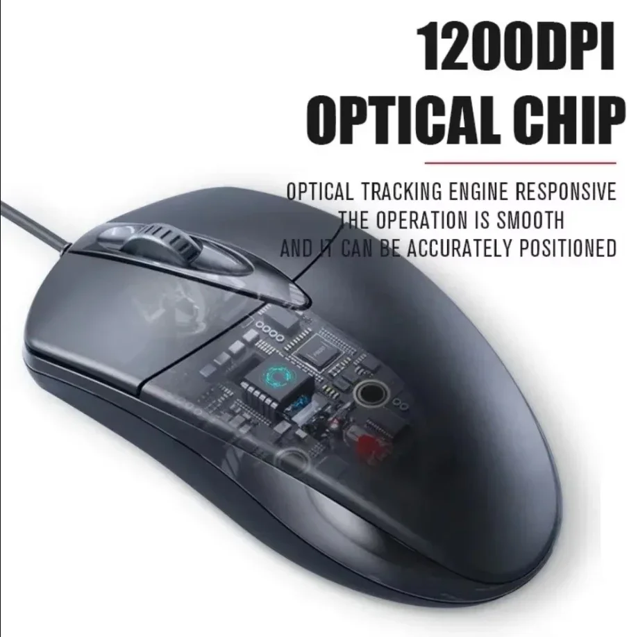 

USB Optical Wired Mouse Laptop Home Office Mouse Anti Slip Roller 3D 1200DPI Game Mause Computer Accessories For PC Desktop