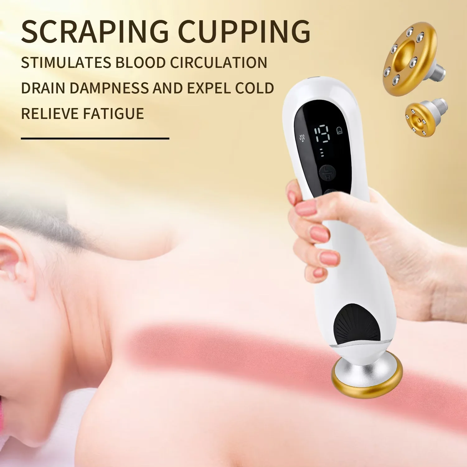

Electric Fat Burning Scraping Massager for Pain Relief Fat Burn Skin Detox Muscle Relaxation Nourishing Skin with 3 Attachment