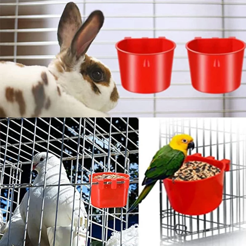 20Pcs Chickens Rabbit Feeders Plastic Birds Feeders Seed Bowl For Cage,Hanging Chicken Water Feeder Cup